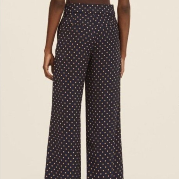 BANANA REPUBLIC HIGH RISE WIDE LEG STRETCH  POLKA DOT PANTS SIZE 8 - Picture 2 of 15
